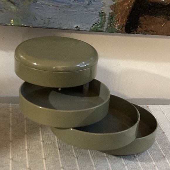 VTG 70s interDesign Swivel Desk Jewelry Organizer Chartreuse Modernist Plastic - Picture 1 of 11